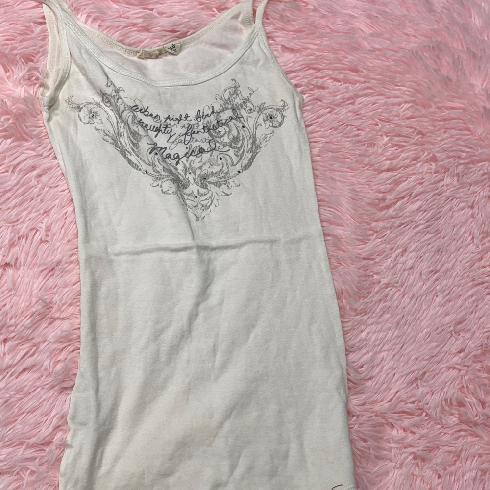 Women's White Graphic Tank Top